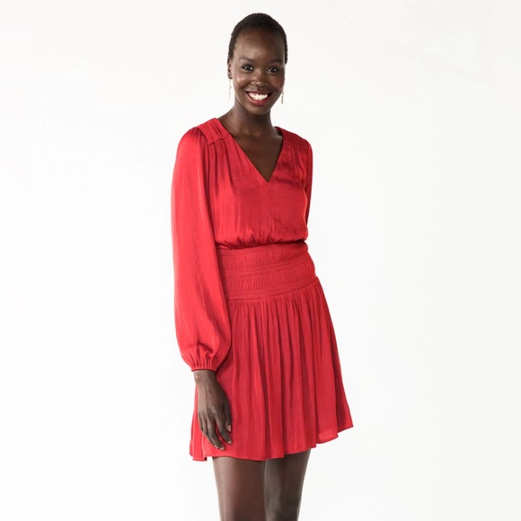 Nine West Long Sleeve Smocked Mini Dress - Picture 2 of 8